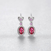 Load image into Gallery viewer, MariaKinz Sterling Silver Ruby Drop Earrings for Women MariaKinz