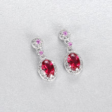 Load image into Gallery viewer, MariaKinz Sterling Silver Ruby Drop Earrings for Women MariaKinz
