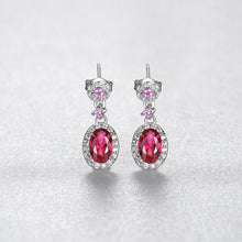 Load image into Gallery viewer, MariaKinz Sterling Silver Ruby Drop Earrings for Women MariaKinz