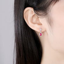 Load image into Gallery viewer, MariaKinz Sterling Silver Ruby Drop Earrings for Women MariaKinz