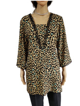 Load image into Gallery viewer, MariaKinz Stone Washed Linen Tunics Leopard Print for Women MariaKinz