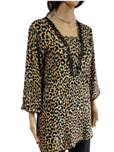Load image into Gallery viewer, MariaKinz Stone Washed Linen Tunics Leopard Print for Women MariaKinz