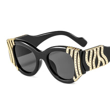 Load image into Gallery viewer, MariaKinz Sunglasses: Gold Wave Oversized Cat Eye Sunglasses MariaKinz