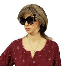 Load image into Gallery viewer, MariaKinz Sunglasses: Gold Wave Oversized Cat Eye Sunglasses MariaKinz