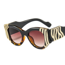 Load image into Gallery viewer, MariaKinz Sunglasses: Gold Wave Oversized Cat Eye Sunglasses MariaKinz