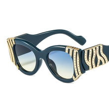 Load image into Gallery viewer, MariaKinz Sunglasses: Gold Wave Oversized Cat Eye Sunglasses MariaKinz