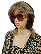 Load image into Gallery viewer, MariaKinz Sunglasses: Gold Wave Oversized Cat Eye Sunglasses MariaKinz