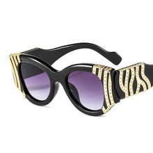 Load image into Gallery viewer, MariaKinz Sunglasses: Gold Wave Oversized Cat Eye Sunglasses MariaKinz