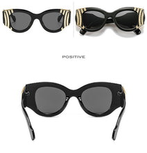 Load image into Gallery viewer, MariaKinz Sunglasses: Gold Wave Oversized Cat Eye Sunglasses MariaKinz