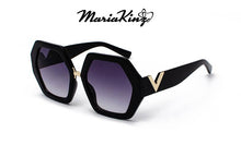 Load image into Gallery viewer, MariaKinz Sunglasses: Versa Black and Gray Gradient Lens Oversized Sunglasses MariaKinz