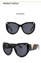 Load image into Gallery viewer, MariaKinz Sunglasses: Versa Cat Eye Oversized Sunglasses Black-Black MariaKinz
