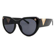 Load image into Gallery viewer, MariaKinz Sunglasses: Versa Cat Eye Oversized Sunglasses Black-Black MariaKinz