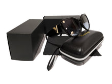 Load image into Gallery viewer, MariaKinz Sunglasses: Versa Cat Eye Oversized Sunglasses Black/Blue Gradient MariaKinz