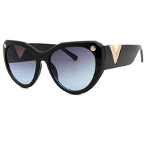 Load image into Gallery viewer, MariaKinz Sunglasses: Versa Cat Eye Oversized Sunglasses Black/Blue Gradient MariaKinz