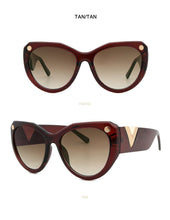 Load image into Gallery viewer, MariaKinz Sunglasses: Versa Cat Eye Oversized Sunglasses Tea-Brown MariaKinz