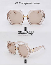 Load image into Gallery viewer, MariaKinz Sunglasses: Versa Hexagonal Oversized Transparent Frame Brown Lens MariaKinz