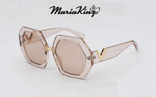 Load image into Gallery viewer, MariaKinz Sunglasses: Versa Hexagonal Oversized Transparent Frame Brown Lens MariaKinz