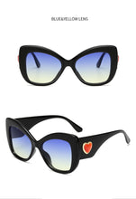 Load image into Gallery viewer, MariaKinz Sunglasses: Versa Jewel Black Blue Gradient Lens, Oversized Cat Eye MariaKinz