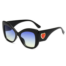 Load image into Gallery viewer, MariaKinz Sunglasses: Versa Jewel Black Blue Gradient Lens, Oversized Cat Eye MariaKinz