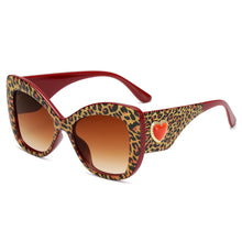 Load image into Gallery viewer, MariaKinz Sunglasses: Versa Jewel Leopard Brown Purple Gradient Lens, Oversized Cat Eye MariaKinz