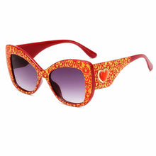 Load image into Gallery viewer, MariaKinz Sunglasses: Versa Jewel Red Royal Frame Gray Gradient Lens, Oversized Cat Eye MariaKinz