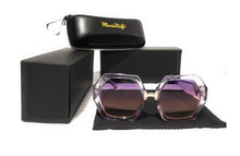 Load image into Gallery viewer, MariaKinz Sunglasses: Versa Purple Transparent Frame Brown Purple Gradient Lens MariaKinz