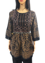 Load image into Gallery viewer, MariaKinz Tunics Ethnic Style One size Bohemian Tops Black-Bronze MariaKinz