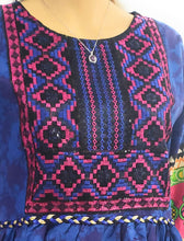 Load image into Gallery viewer, MariaKinz Tunics Ethnic Style One size Bohemian Tops Blue Pattern MariaKinz