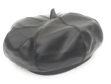 Load image into Gallery viewer, MariaKinz Women Faux Leather Fine Quality Black Beret Hat MariaKinz