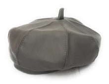 Load image into Gallery viewer, MariaKinz Women Faux Leather Fine Quality Gray Beret Hat MariaKinz