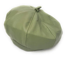 Load image into Gallery viewer, MariaKinz Women Faux Leather Fine Quality Green Beret Hat MariaKinz