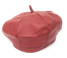 Load image into Gallery viewer, MariaKinz Women Faux Leather Fine Quality Red Beret Hat MariaKinz