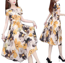 Load image into Gallery viewer, MariaKinz Women Floral Summer Casual Short Sleeve Knee Length Dress MariaKinz