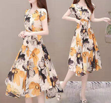 Load image into Gallery viewer, MariaKinz Women Floral Summer Casual Short Sleeve Knee Length Dress MariaKinz