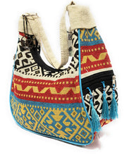 Load image into Gallery viewer, MariaKinz Woven Hobo Bag Convertible to Backpack with Adjustable Strap Perl-Blue MariaKinz