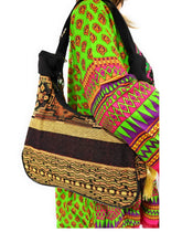 Load image into Gallery viewer, MariaKinz Woven Hobo Bag Convertible to Backpack with Adjustable Strap Red-Blue MariaKinz