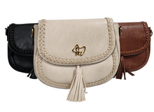Load image into Gallery viewer, MariaKinz Flap Saddle Crossbody Handbag with Tassel for Women