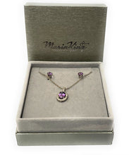 Load image into Gallery viewer, Silver Plated Purple Stone Crystal Necklace Set MariaKinz