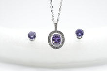 Load image into Gallery viewer, Silver Plated Purple Stone Crystal Necklace Set MariaKinz