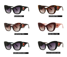 Load image into Gallery viewer, MariaKinz Sunglasses: Versa Jewel Leopard Brown Purple Gradient Lens, Oversized Cat Eye