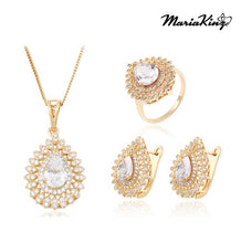 Load image into Gallery viewer, 18K Gold plated, CZ Pear Diamond cut and crystal jewelry set MariaKinz