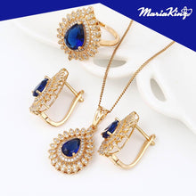 Load image into Gallery viewer, 18K Gold plated simulated blue sapphire and crystal jewelry set MariaKinz
