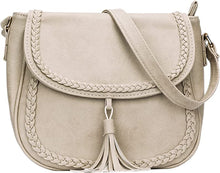 Load image into Gallery viewer, MariaKinz Flap Saddle Crossbody Handbag with Tassel for Women
