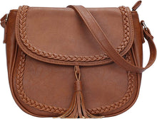 Load image into Gallery viewer, MariaKinz Flap Saddle Crossbody Handbag with Tassel for Women
