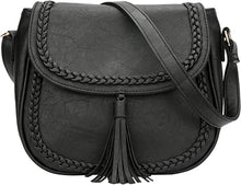 Load image into Gallery viewer, MariaKinz Flap Saddle Crossbody Handbag with Tassel for Women
