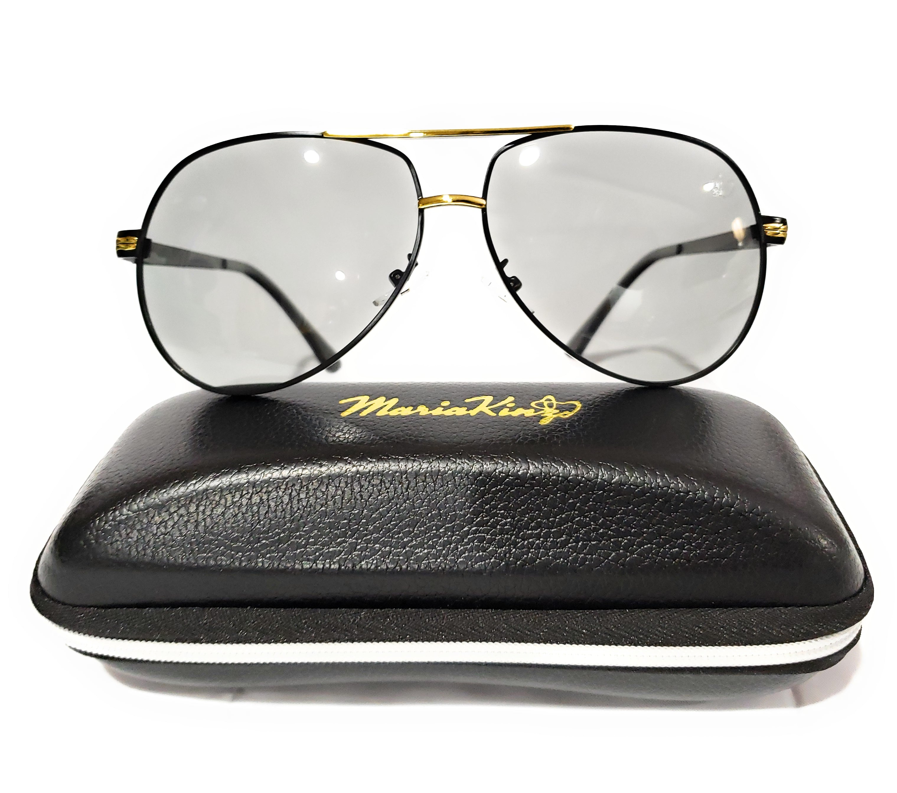 ✨NEW Gold tone trim Stylish Black Aviator style Sunglasses Aviator Elite - Black Gold Polarized – Shady Rays  main image 2
