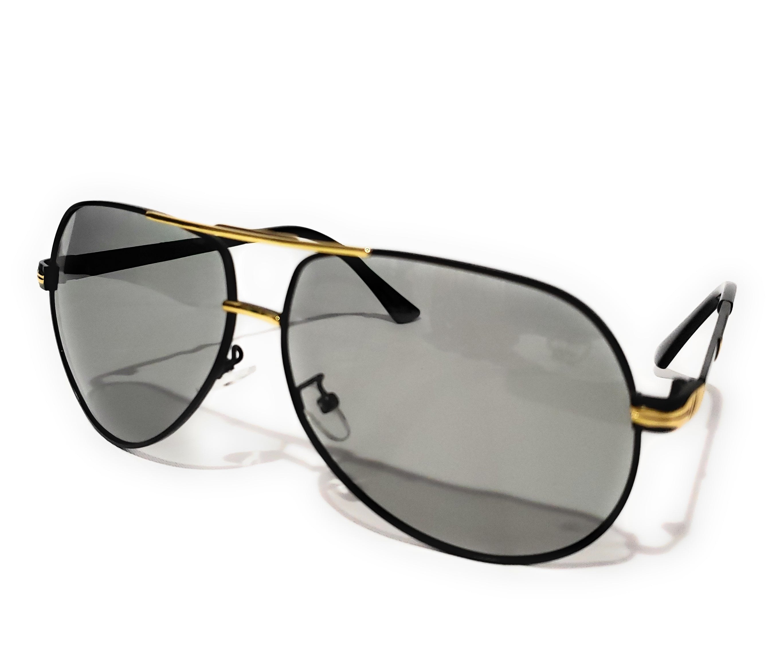 Polarized Gold Aviator Sunglasses with Dark Lenses - BRAND NEW by Floats UNISEX Shiny Gold Grandpa Thin Aviator Polarized Sunglasses with  main image 2