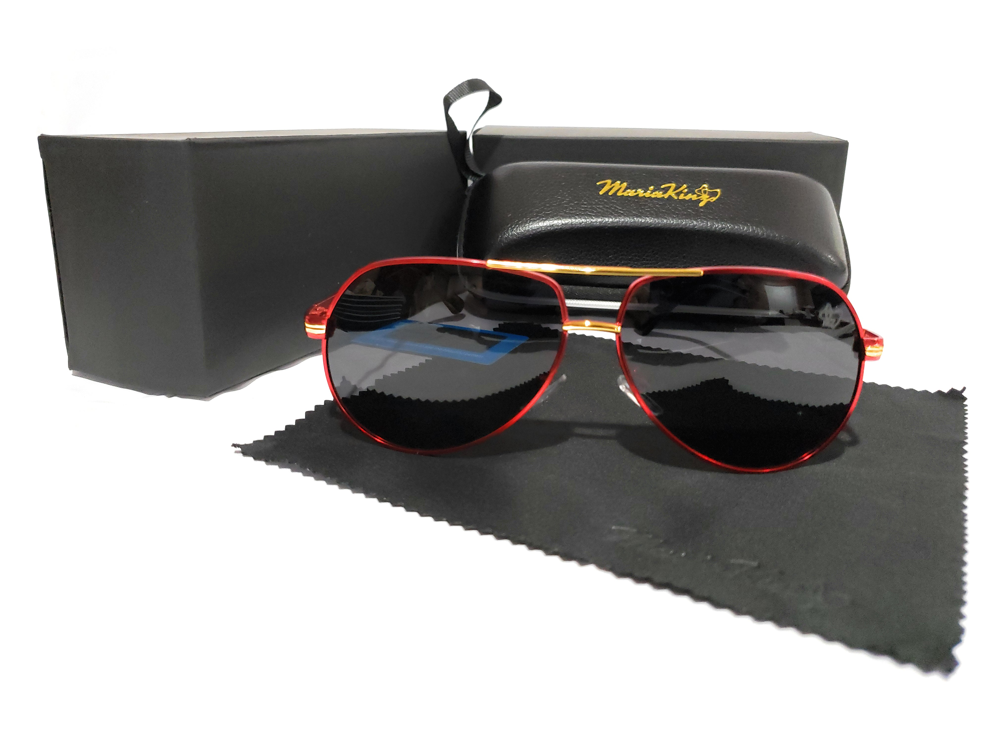 Advanced Aviator Polarized Sunglasses HD Lens Red Frame Advanced Aviator Polarized Sunglasses HD Lens Red Frame