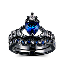 Load image into Gallery viewer, Blue Heart Ring Set Day and Night Combo By MariaKinz MariaKinz
