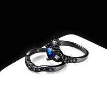 Load image into Gallery viewer, Blue Heart Ring Set Day and Night Combo By MariaKinz MariaKinz